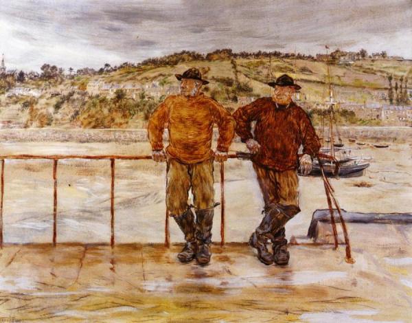 Fishermen At Jersey by Jean-françois Raffaëlli