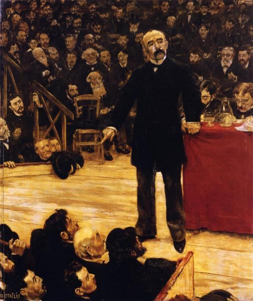 Georges Clemenceau Giving A Speech At The Cirque Fernando by Jean-françois Raffaëlli