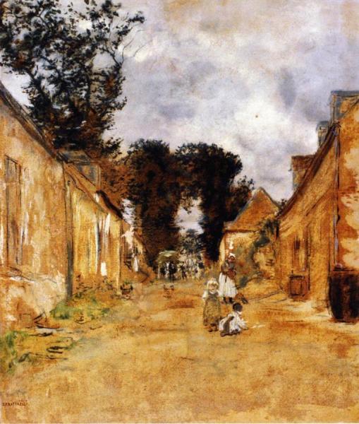 Street In A Rural Village by Jean-françois Raffaëlli