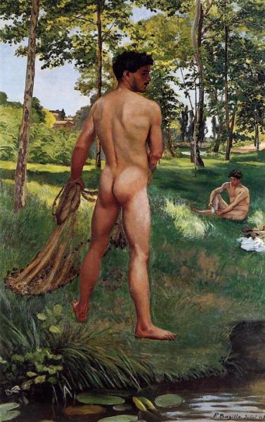 Fisherman With A Net by Jean Frederic Bazille