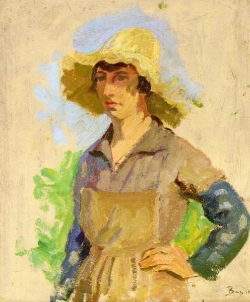 Grape Picker In A Yellow Hat by Jean Frederic Bazille