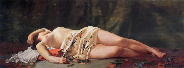 Reclining Nude by Jean Frederic Bazille