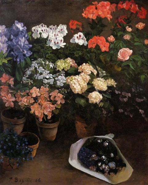 Study Of Flowers by Jean Frederic Bazille