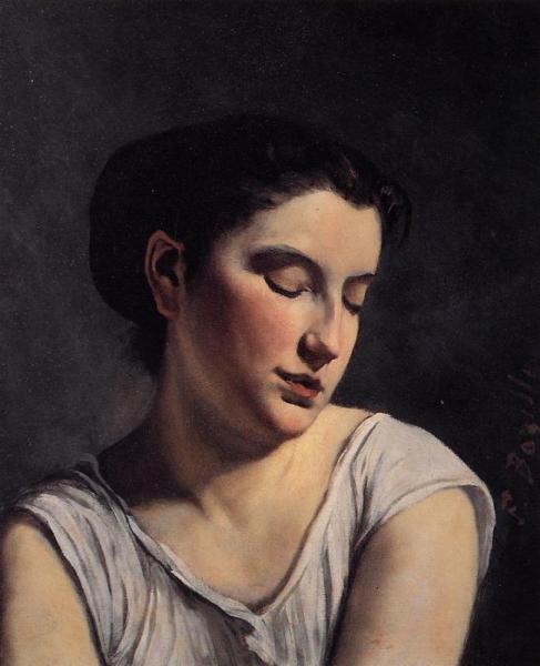 Young Woman With Lowered Eyes by Jean Frederic Bazille
