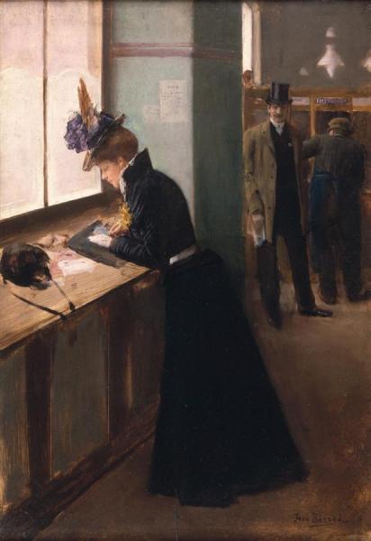At The Telegraph by Jean Georges Beraud