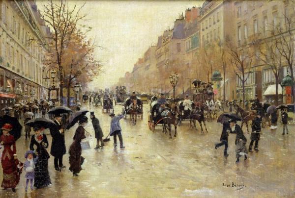 Boulevard Poissonniere In The Rain by Jean Georges Beraud