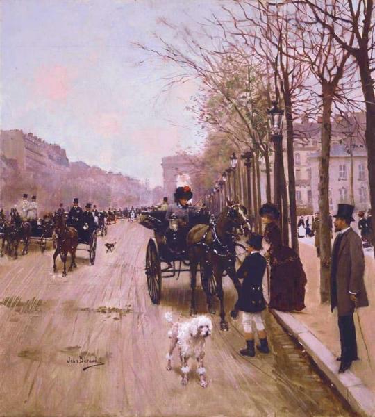 Carriages On The Champs-Élysées by Jean Georges Beraud