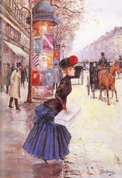 Jeune Femme Traversant Le Boulevard by Jean Georges Beraud