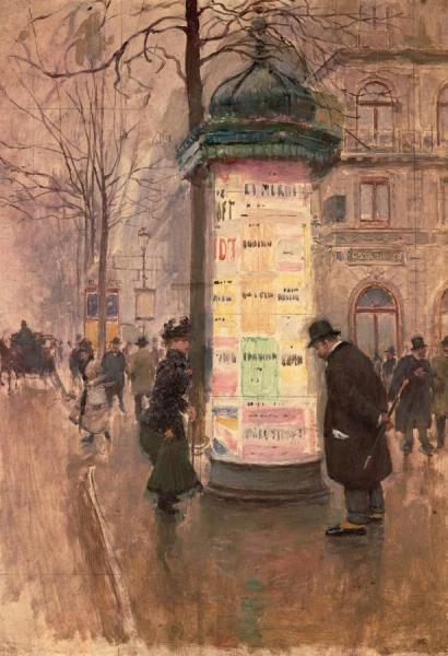 La Colonne Morris by Jean Georges Beraud