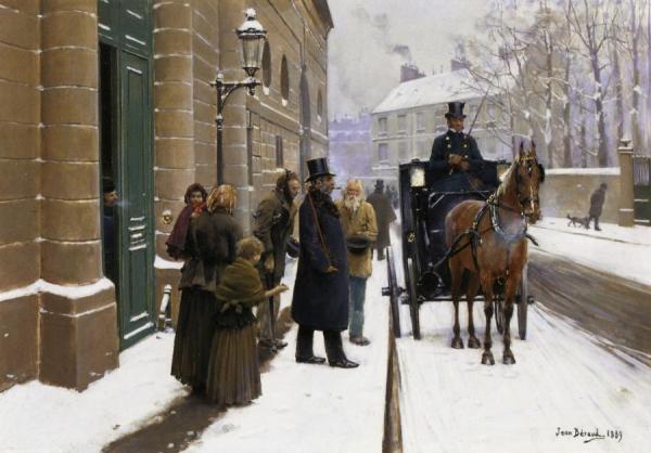 La Sortie Du Bourgeois by Jean Georges Beraud Oil Painting Reproductions