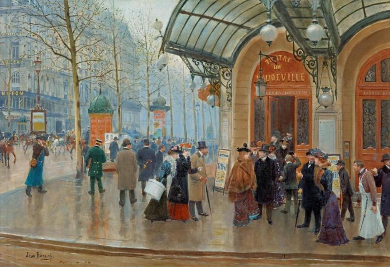 Outside The Vaudeville Theatre, Paris by Jean Georges Beraud
