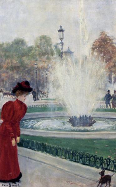 Parisienne Au Rond Point Des Champs Elysées by Jean Georges Beraud