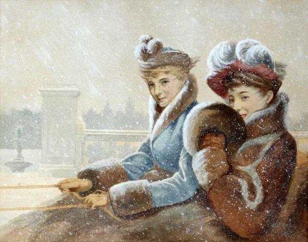 Riding In A Sleigh by Jean Georges Beraud