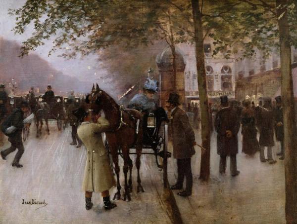 The Boulevards, Evening In Front Of The Cafe Napolitain by Jean Georges Beraud