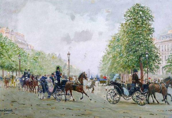 The Promenade On The Champs-elysees by Jean Georges Beraud