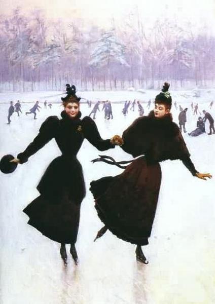 Women Skating by Jean Georges Beraud