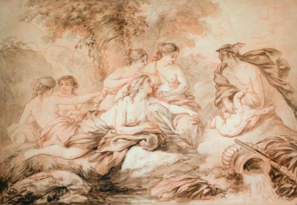 Jean-jacques Lagrenée Mercury Entrusting Bacchus To The Nymphs