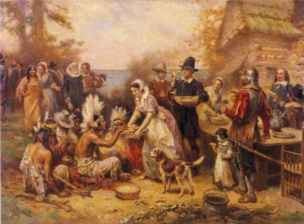 The First Thanksgiving, 1621 by Jean Leon Gerome Ferris