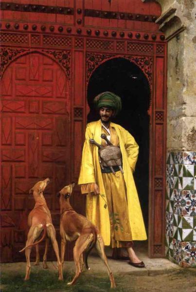 An Arab And His Dogs by Jean-léon Gérôme