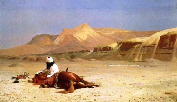 An Arab And His Horse In The Desert by Jean-léon Gérôme