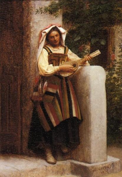 An Italian Girl Playing A Mandolin by Jean-léon Gérôme