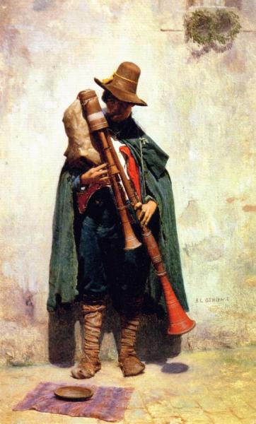 Italian Playing A Doodlesack by Jean-léon Gérôme