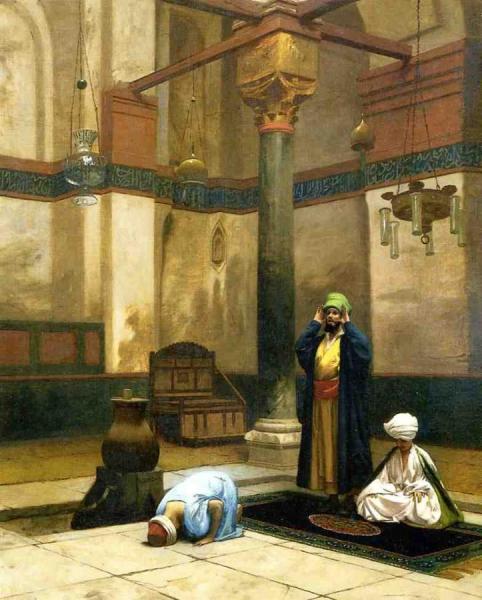 Three Worshippers Praying In A Corner Of A Mosque by Jean-léon Gérôme