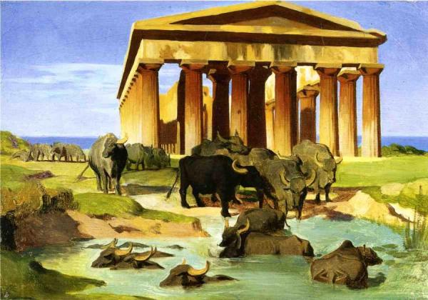 View Of Paestum, (study) by Jean-léon Gérôme