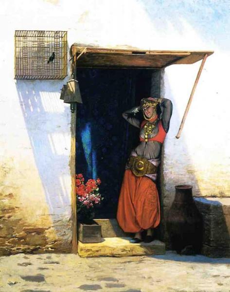 Woman From Cairo At Her Door by Jean-léon Gérôme