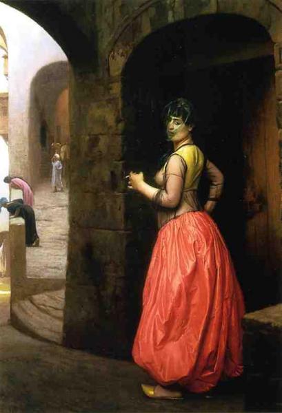 Woman From Cairo, Smoking A Cigarette by Jean-léon Gérôme