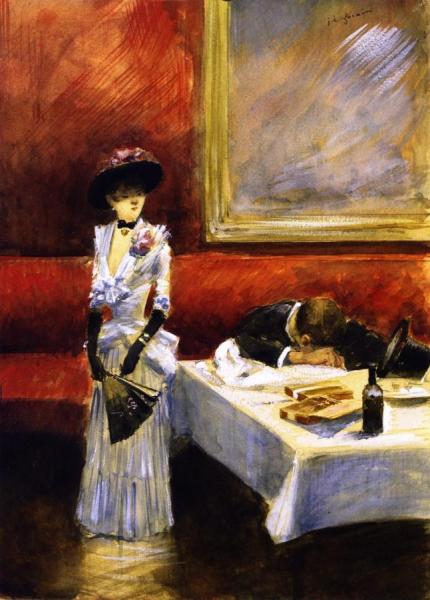 At A Restaurant by Jean-louis Forain Oil Painting Reproductions