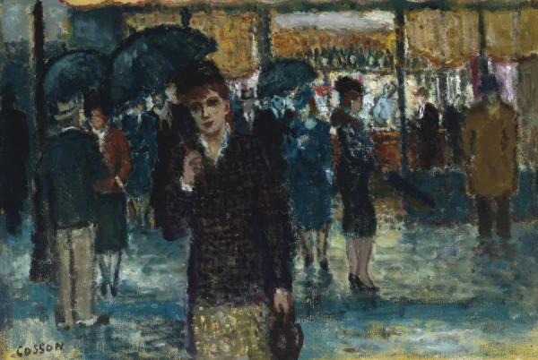 ScÈne De Rue Sous La Pluie by Jean Louis Marcel Cosson