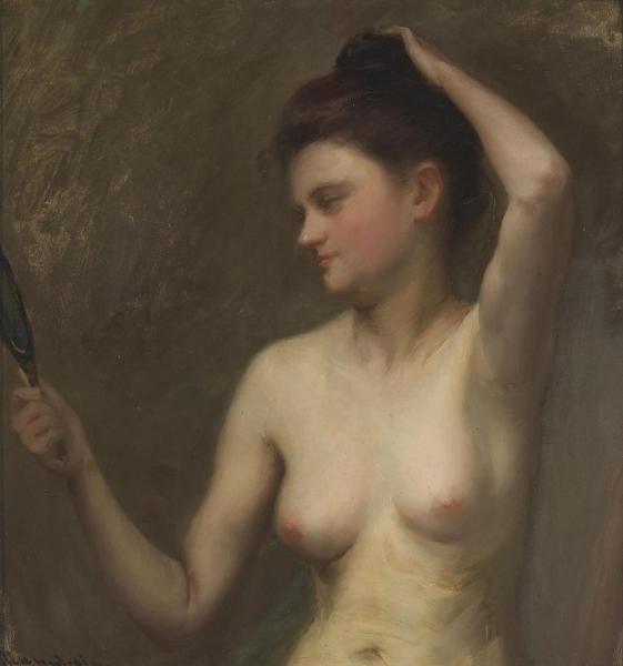 A Woman Looking In A Mirror by Jean Mannheim