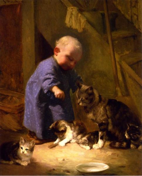 Child With Kittens by Jean Mannheim