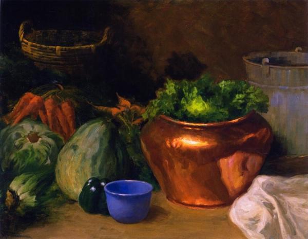 Copper Bowl And Vegetables by Jean Mannheim Oil Painting Reproductions