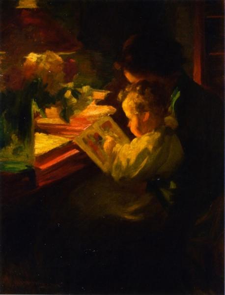 Mother And Daughter Reading by Jean Mannheim Oil Painting Reproductions