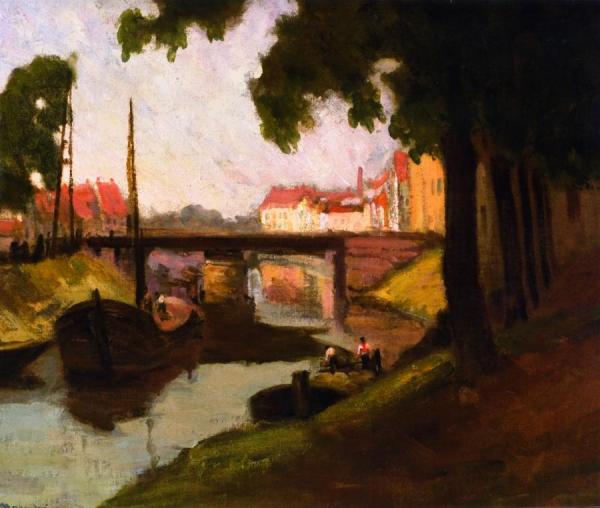 On A Canal, Bruges, Belgium by Jean Mannheim