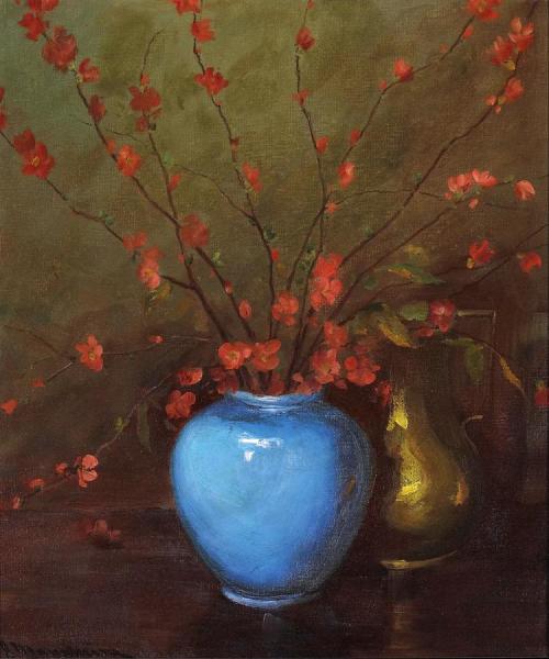 Quince In A Blue Vase by Jean Mannheim