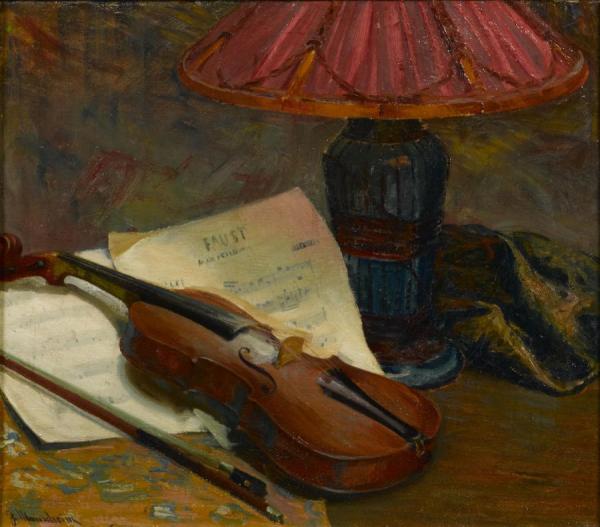 Still Life With Violin by Jean Mannheim Oil Painting Reproductions