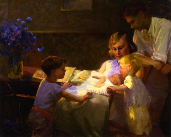 Welcoming Baby Bill by Jean Mannheim Oil Painting Reproductions