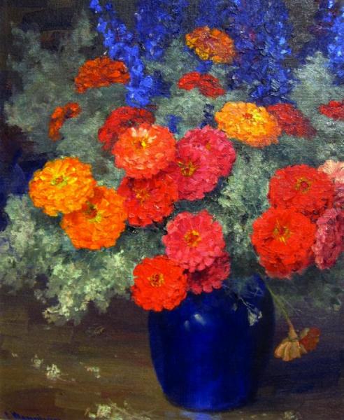 Zinnias by Jean Mannheim