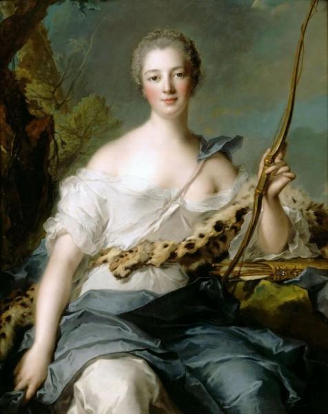 Jeanne-antoinette Poisson, Marquise De Pompadour, As Diana The Huntress by Jean-marc Nattier