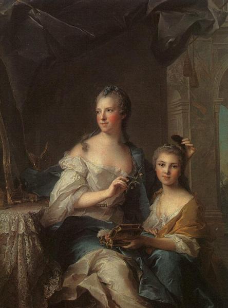 Madame Marsollier And Her Daughter by Jean-marc Nattier