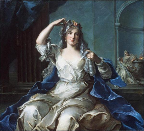 Portrait Of A Lady As A Vestal Virgin by Jean-marc Nattier