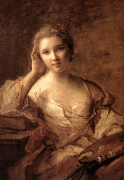 Portrait Of A Young Woman Painter by Jean-marc Nattier
