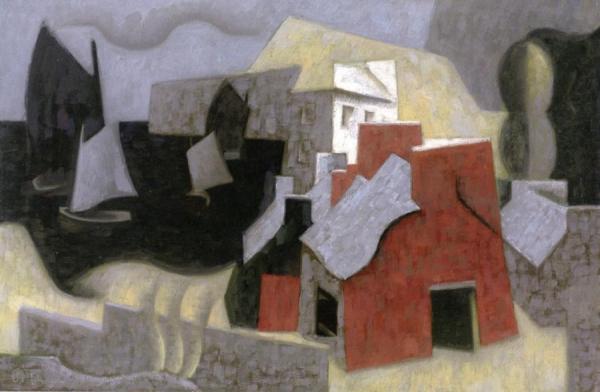 Coastal Landscape With Four Sailboats by Jean Metzinger