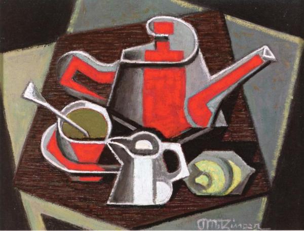 Coffee Pot And Red Cup by Jean Metzinger Oil Painting Reproductions