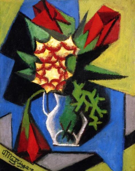 Flowers In A Blue Vase by Jean Metzinger