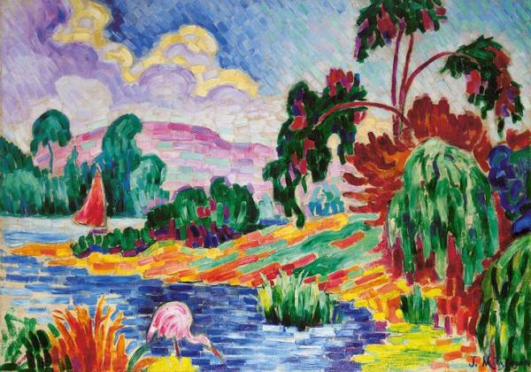 Le Flamant Rose Et Le Voilier by Jean Metzinger
