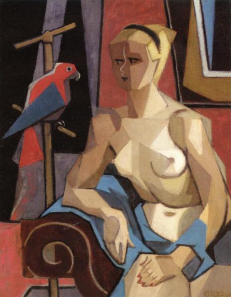 Nude With Parrot by Jean Metzinger
